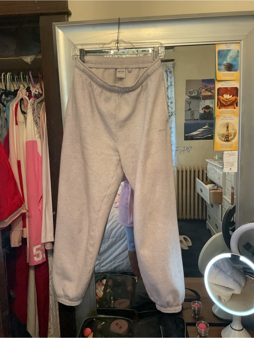 Aritzia women Light grey gray Fleece Sweatpants